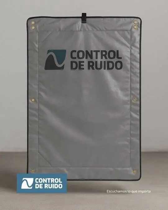 Panel de barrera acústica flexible con ojales y abrojo perimetral