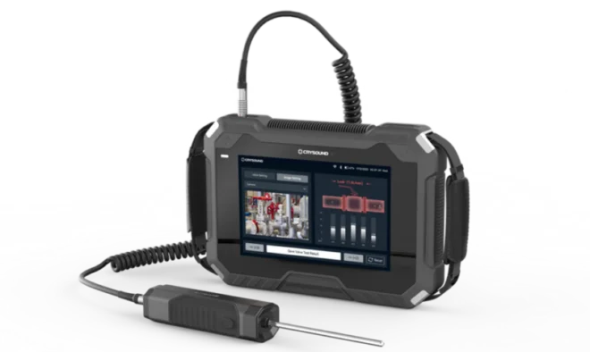 Sensor de ultrasonido de contacto CRYSOUND IA3104 conectado a una cámara CRY8124