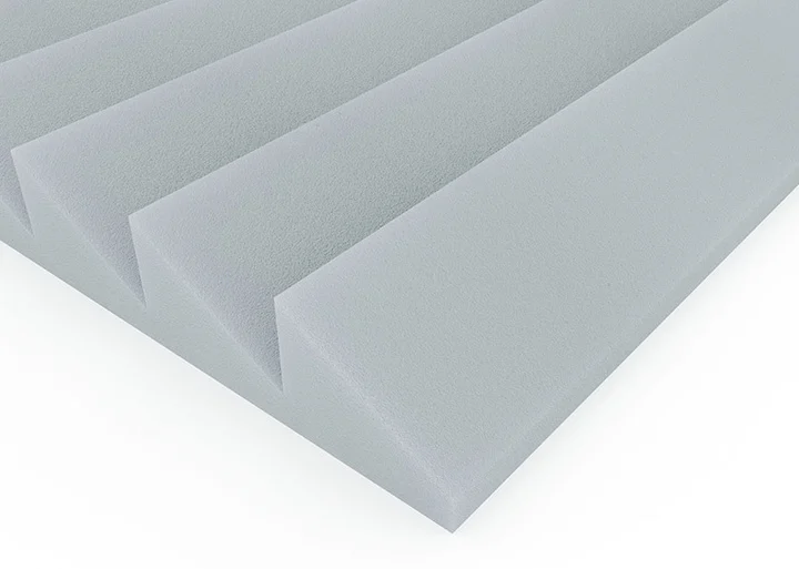 Detalle del perfil ranurado del panel acústico Safety Edge de espuma de melamina