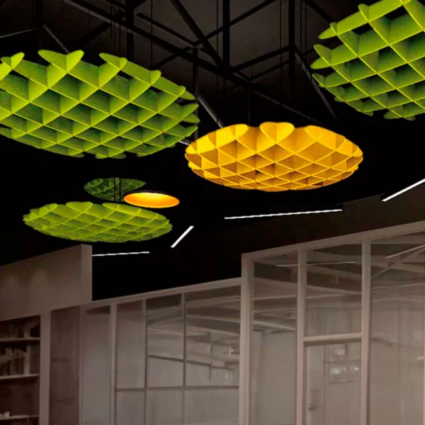 Paneles acústicos Kuaiet Rack Circle suspendidos en techo