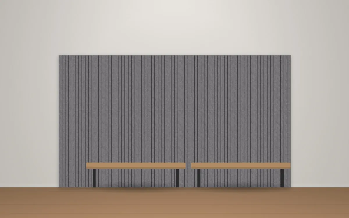 Panel acústico ranurado de fieltro PET gris con ranuras verticales